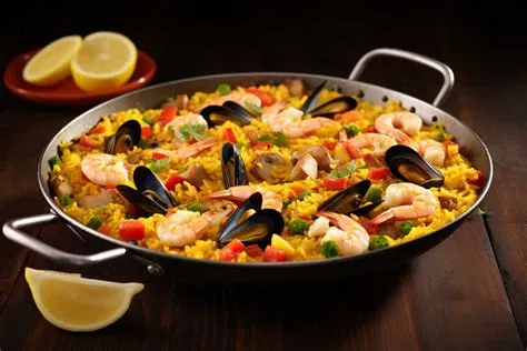  Paella Valenciana: A Symphony of Saffron-Infused Rice and Rustic Seafood Delights!